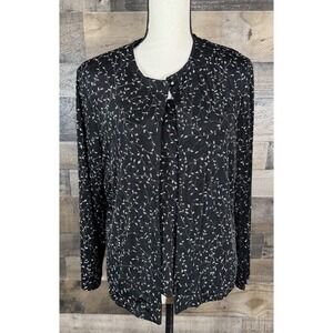 Vtg‎ Y2K Ronni Nicole Evenings Women's Glitter Floral Top Set Black Silver L